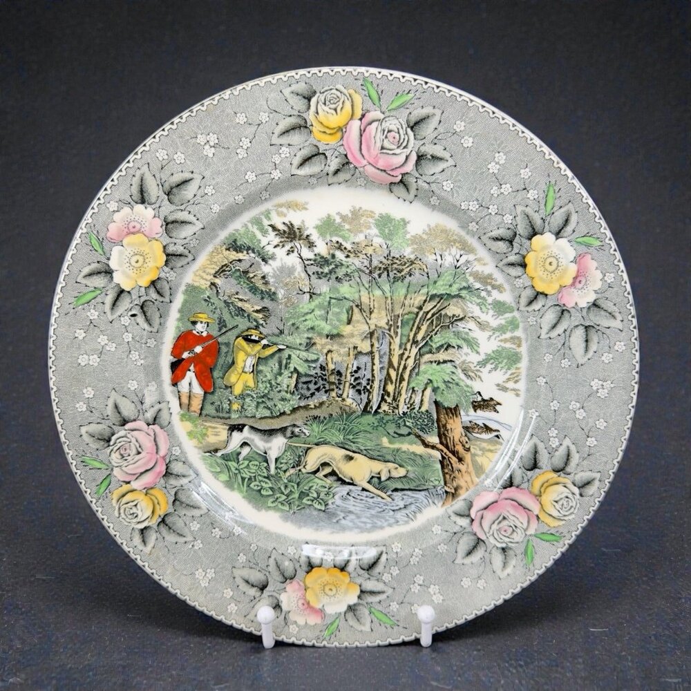 Adam Pottery Currier and Ives Dish Plate Woodcock Shooting England 10inch Plate